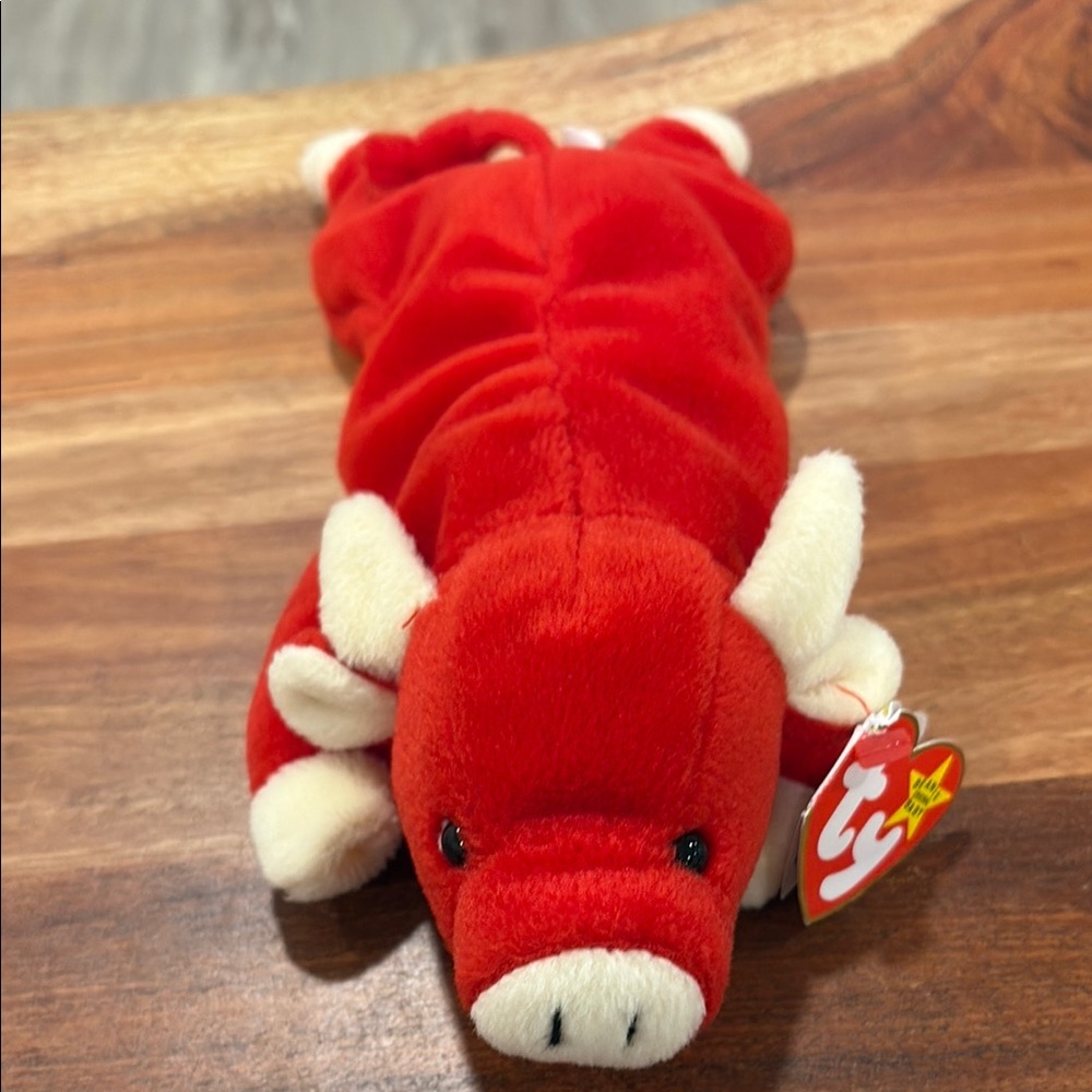 Ty Red and White Stuffed Dragon Plush